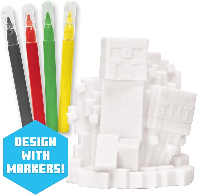 Tara Toys Minecraft Design A Vinyl™ Toy Figure with Washable Markers, 5-Pieces, 3 Years and Up