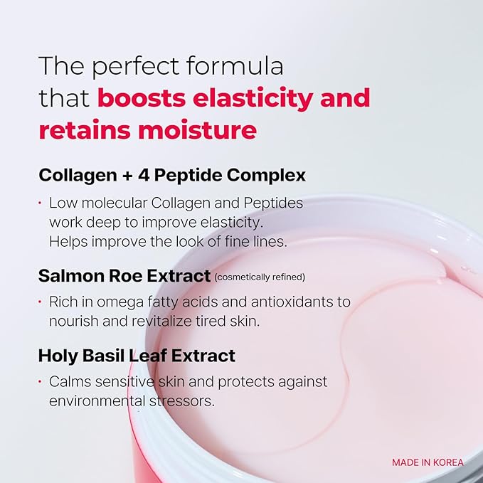 BACIEL - Hydrogel Under Eye Pacthes with PDRN 1000ppm, Collagen and Peptide (30 pairs) - Reduce Fine lines, Wrinkles - Mask For Puffy eyes, Eye bags, Dark Circles