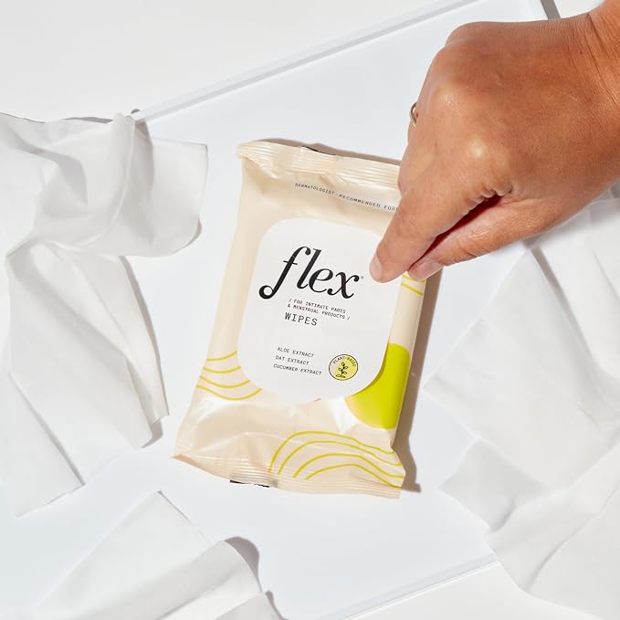 Flex Wipes | Feminine Wipes for Bodies, Menstrual Cups & Discs | Gentle on Intimate Areas | Dermatologist-tested | 6 Packs x 12-Count