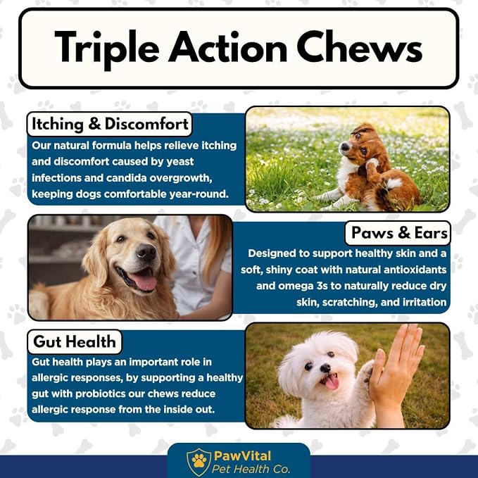 Natural Yeast Infection Treatment for Dogs, 150 Chews – Anti Yeast Support for Itchy Skin & Ears – Helps Reduce Irritation & Paw Licking – Probiotic + Herbal Blend – Bacon Flavored Soft Chews