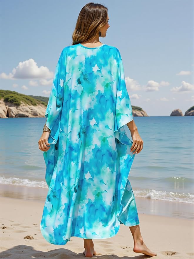 Mumu Dresses for Women Plus Size, Bohemian Kaftan Beach Cover Up Long Maxi Nightgown Soft Loungewear
