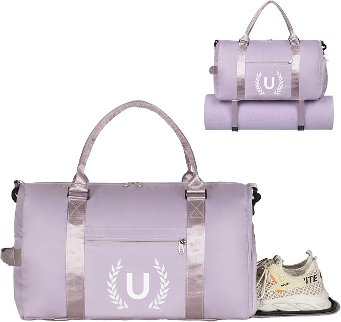 Gym Bag with Shoe Compartment - Personalized Monogrammed Duffle for Sports, Travel, and Workout with Initials