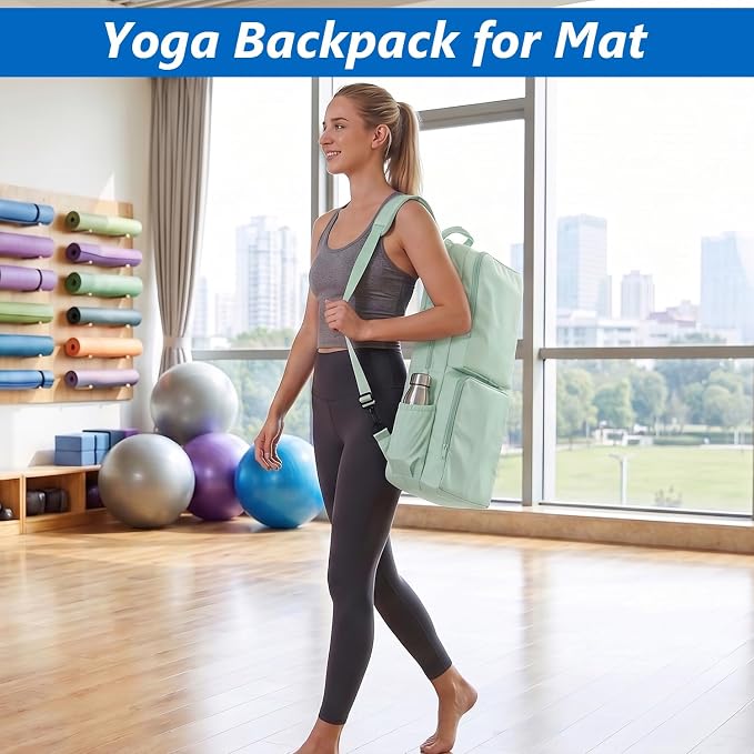 VISEMAN Yoga Mat Bag Carrier Waterproof Yoga Backpack with Multi Pockets, Lightweight Adjustable Yoga Bag for Mat, Yoga Blocks, Yoga Accessories