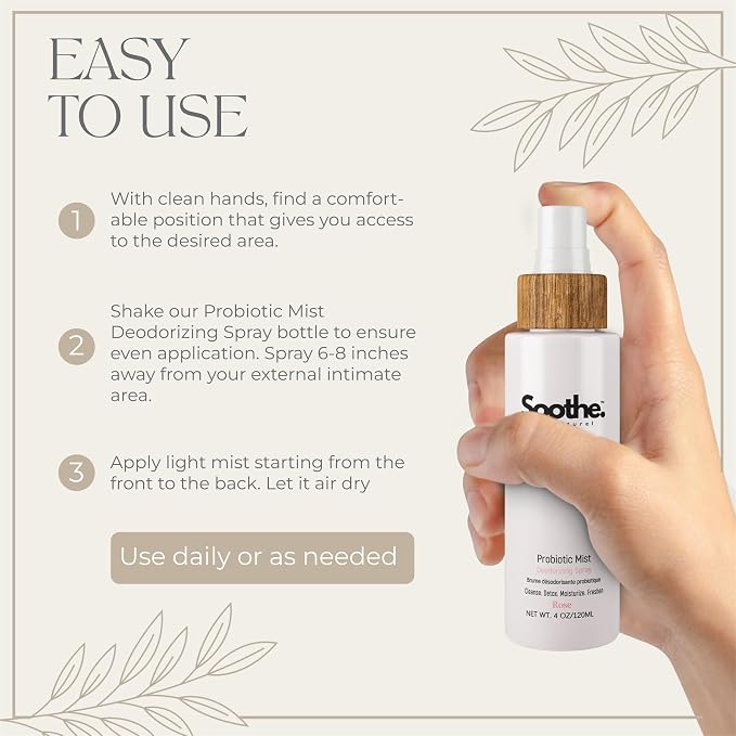 Probiotic Mist Deodorizing Spray, Feminine Deodorant for Private Parts, Control Odor & Itching, Soothing & Moisturizing Vaginal Spray (Rose), 4 oz
