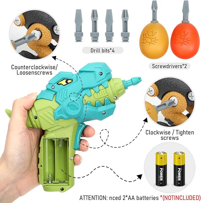 Dinosaur Toys for 3, 4, 5, 6, 7, 8 Year Old Boys, Kids Take Apart Toys with Electric Drill STEM Construction Building Educational, Party Christmas Birthday Gifts for Boys Girls