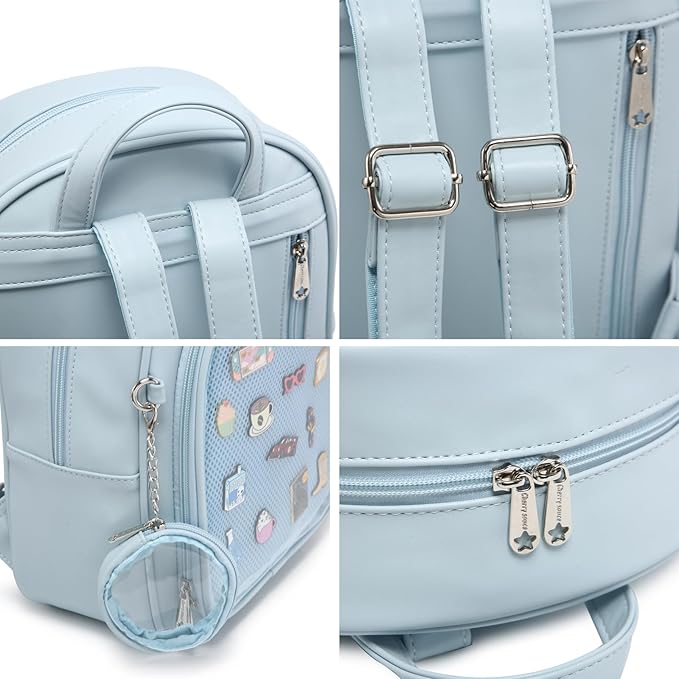 CHERRY SAUCE Kawaii Backpack PU Leather Ita Bag Aesthetic Cute Purse Pin Display