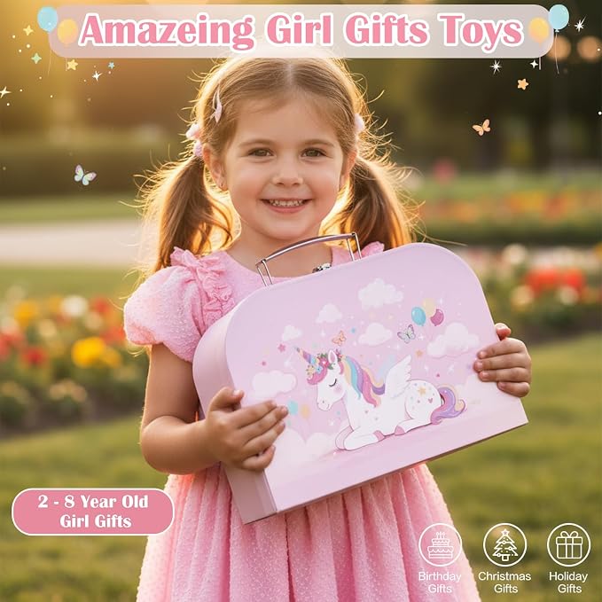 Tea Party Set for Little Girls, 49PCS Princess Tea Time Toys Including Tea Set Dessert Carrying Case, Toddler Girl Toys Kids Kitchen Pretend Playset, 3 - 8 Year Old Girl Birthday Children's Day Gifts