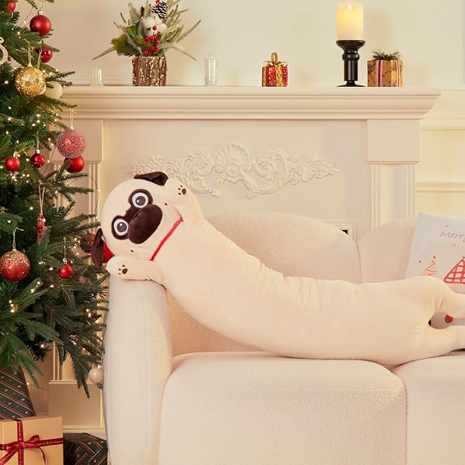 MaoGoLan Pug Stuffed Animal for Pug Lovers, 43 inch Giant Dog Plush Super Soft Body Pillow for Kids Adults Teens Girls Boys Christmas Valentine's Day Birthday