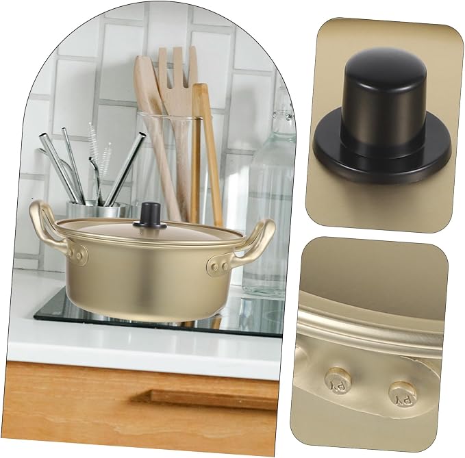 Tofficu Practical Aluminum Cooking Pot for Home Kitchen Multi-function Stew and Noodle Pot Open Fire Heating Ergonomic Design Easy to Clean