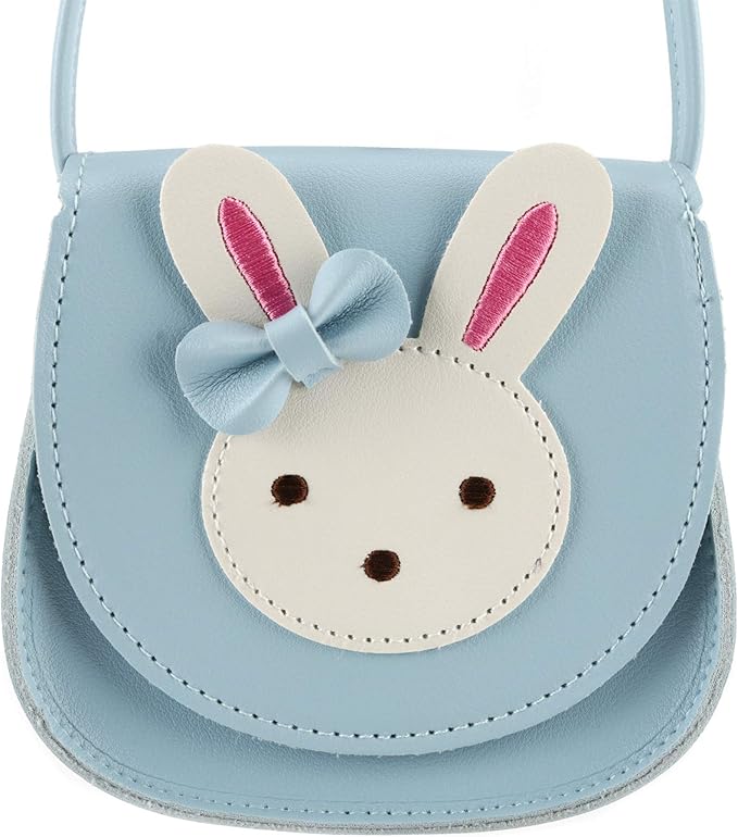Little Rabbit Ear Bow Crossbody Purse,PU Shoulder Handbag for Kids Girls Toddlers(Blue)