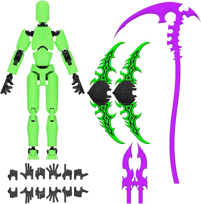 Glowing Titan 13 Action Figure Set Already Assembled, T13 Action Figures with Weapons Accessories 3D Printed T 13 Lucky Robo Dummy Nova 13 Action Figures, Figura de acción t13 (Green)