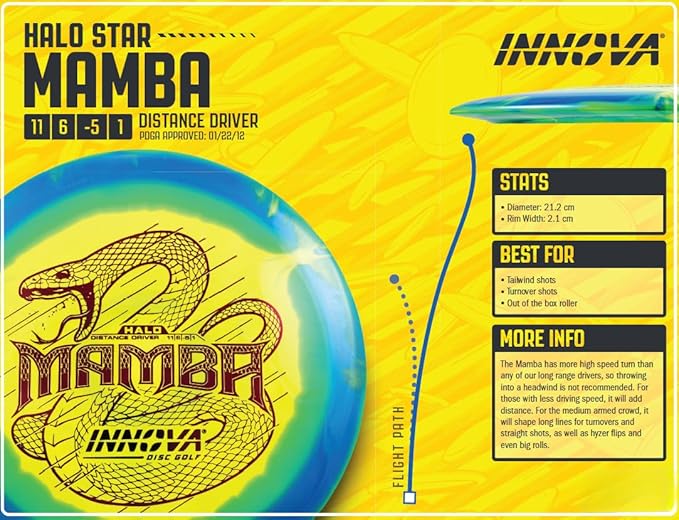 Innova Halo Star Mamba Disc Golf Driver – Disc Golf Distance Driver, Max Distance Driver (Colors Will Vary)