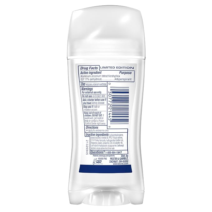 Secret Fresh Antiperspirant Deodorant for Women, 72hr Breathable Odor Protection with Pro-Hyaluronic Acid, Holiday Invisible Solid, Champagne Blush with Berries, Sugared Rim & Rose Petals Scent, 2.6oz