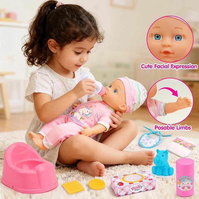 Baby Doll Stroller Set Toys for Girls Toddlers 3-5 4-6 5-7, Baby Doll Playset with 12.5 inch Doll, Bathtub and 20PCS Baby Doll Accessories, Baby Stroller Toys for 3 4 5 6 Year Old Girls Birthday Gift