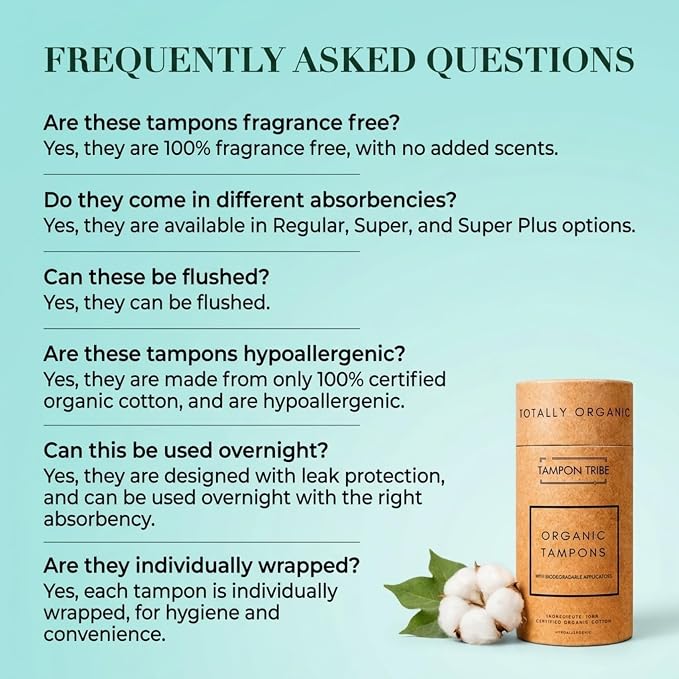 Tampon Tribe Super Organic Tampons for Women | 84 Non-Toxic Tampons | Natural 100% Organic Cotton, Hypoallergenic, Chemical and Metal-Free with Biodegradable Applicator | (84 Count - Super)