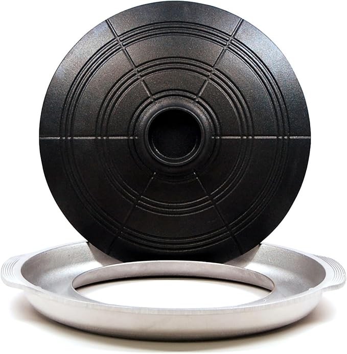 COOKKING - Korean Traditional BBQ Grill Pan, Cauldron Lid Shape - Stovetop Nonstick Indoor/Outdoor Smokeless BBQ Cast Aluminum Grill Pan, Made in Korea