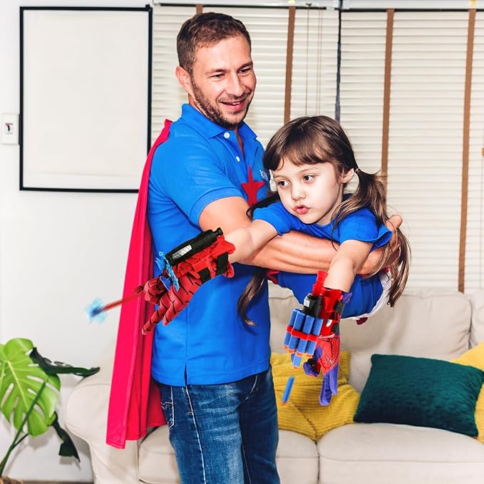DRAVF Spider Web Shooter Toy for Men and Kids, Super Spider Webs Shooters Hero with Wrist Toys Set Cool Stuff Funny for Christmas Halloween Birthday Gifts (Blue)