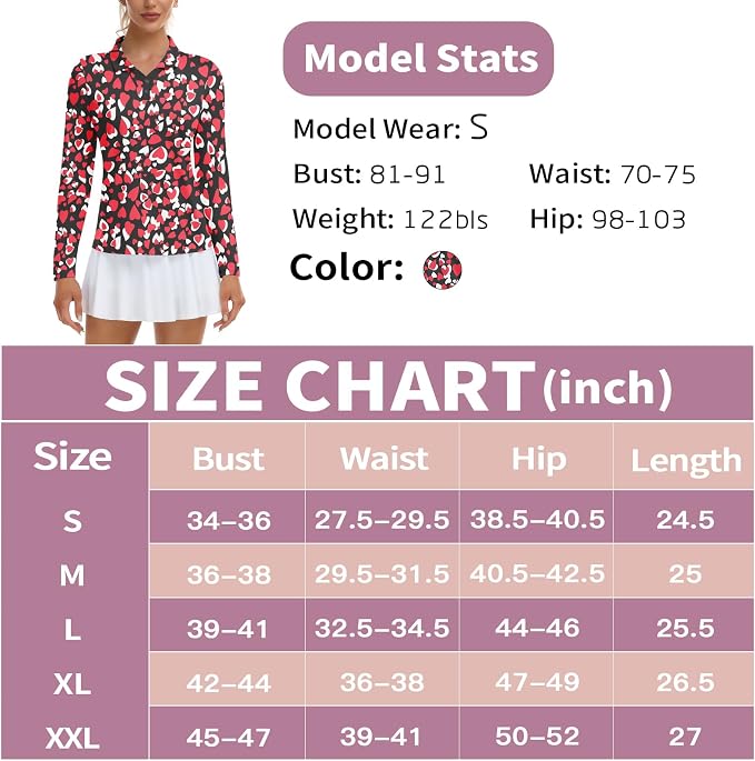 Soneven Womens Golf Shirts Moisture Wicking V Neck Long Sleeve Polo Shirts Collared Tops