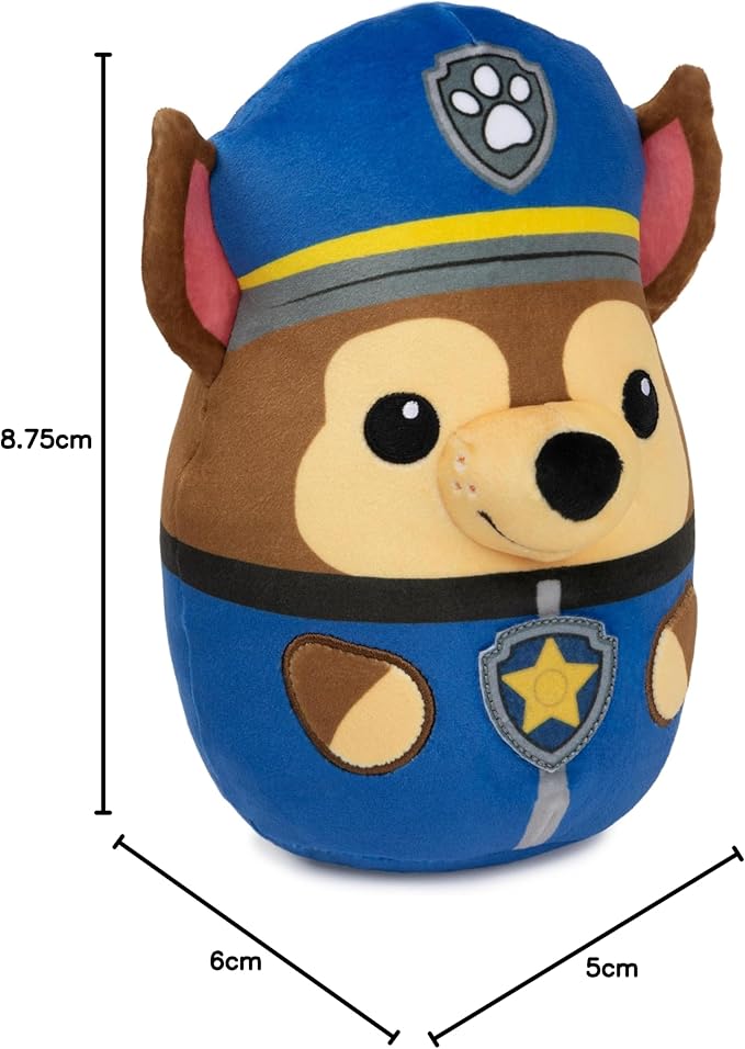 PAW Patrol Chase Squish Plush, Official Toy from The Hit Cartoon, Squishy Stuffed Animal for Ages 1 and Up, 8”