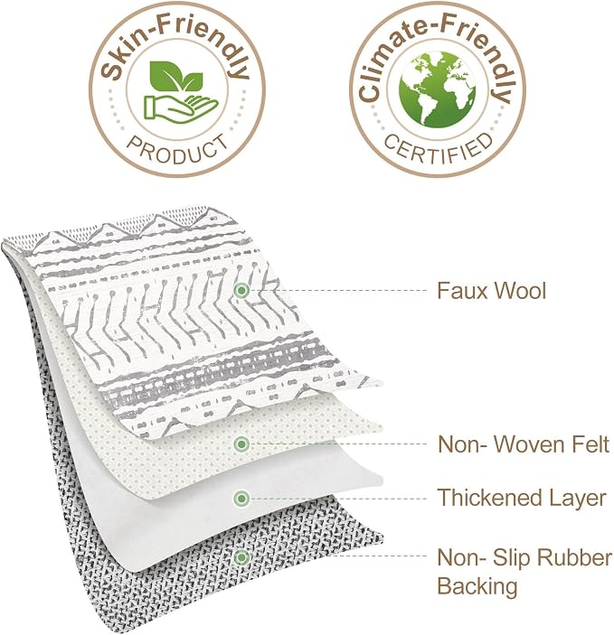Nakagishi Boho 5x7 Area Rug Living Room Rugs Machine Washable Grey White | Soft, Pet & Kid Friendly, Carpet for Living Room/Bedroom/Office/Kitchen/Nursery, Daily Home Decor Stain Resistant Moroccan