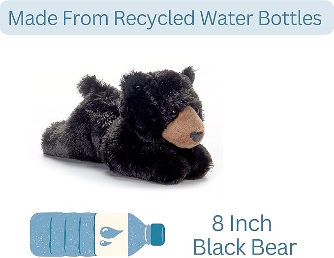 The Petting Zoo Black Bear Stuffed Animal Plushie, Gifts for Kids, Scoopz Wildlife Animals, Bear Plush Toy, 8 inches