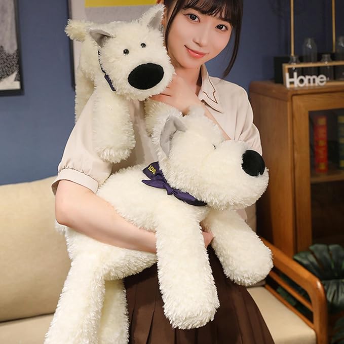 PEACH CAT West Highland White Terrier Dog Stuffed Animal 25.6" Cute Puppy Plush Pillow Soft Plushies Toy Gifts for Kids