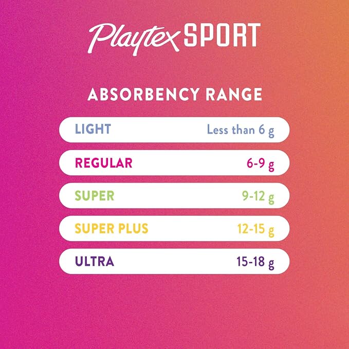 Playtex Sport Tampons, Multipack (24ct Regular/24ct Super Absorbency), Fragrance-Free - 48ct & Sport Tampons, Ultra Absorbency, Fragrance-Free - 36ct