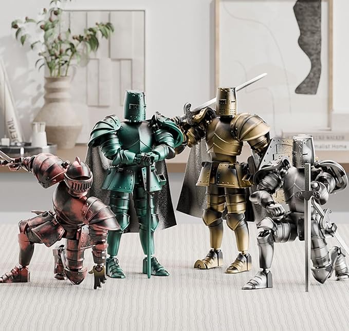 T13 Action Figure,Medieval Knight Action Figures,Dummy Lucky 13,3D Printed Robot Action Figure (Assembly Required) (Yellow)