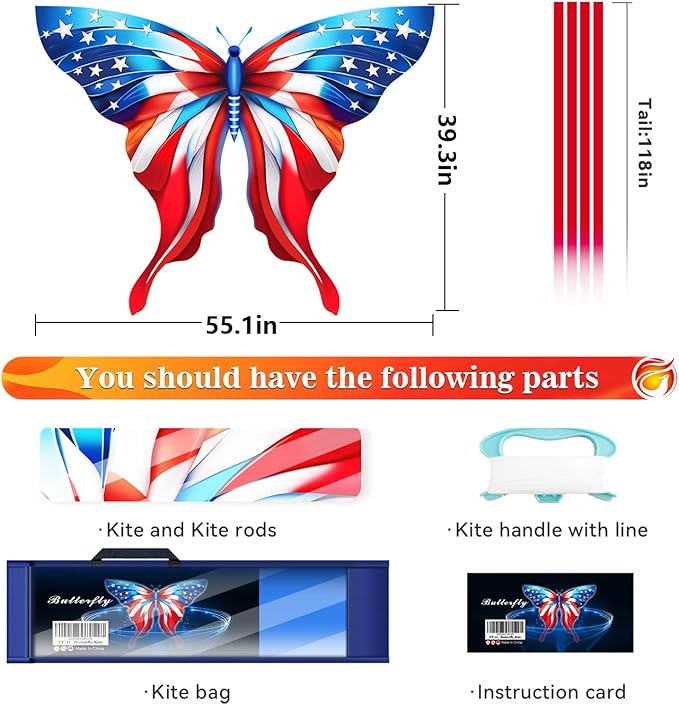 New Butterfly Kites for Kids & Adults,Easy to Fly Kite,Best Kite for Beginners,Kites for Kids Age 4-8,Large Beach Kite
