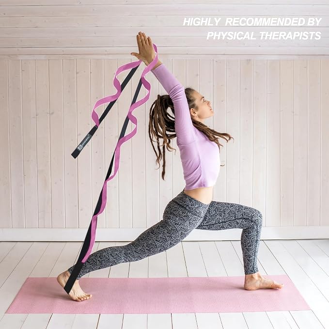 A AZURELIFE Premium Durable Stretch Straps with Loops, Stretching Strap for Physical Therapy, Multi-Loop Yoga Strap Fitness Exercise Strap for Yoga, Pilates, Dance, Flexibility&Exercise