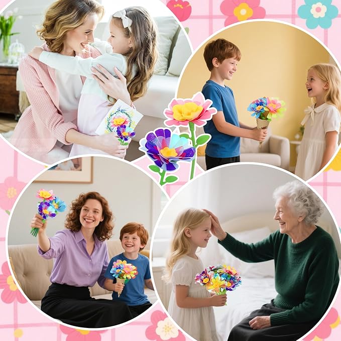 Vodolo DIY Fabric Flower Bouquets Toys for Girls Ages 4-8,Flower Making Kit Thanksgiving Christmas Arts and Crafts Kits for Kids 4-6,Toddler 4 5 6 7 8+ Year Old Girl Christmas Gifts Ideas Trendy 2025