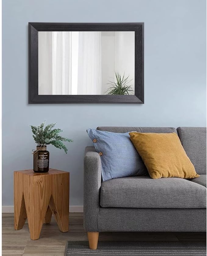 AAZZKANG Black Mirrors for Wall Rectangle Wood Framed Large 26"x18" Decorative Wall Mirror for Bedroom Bathroom Living Room Dressing Room Entryway | Decorative Wall Mirror for Bedroom Bathroom Living Room Dressing Room Entryway