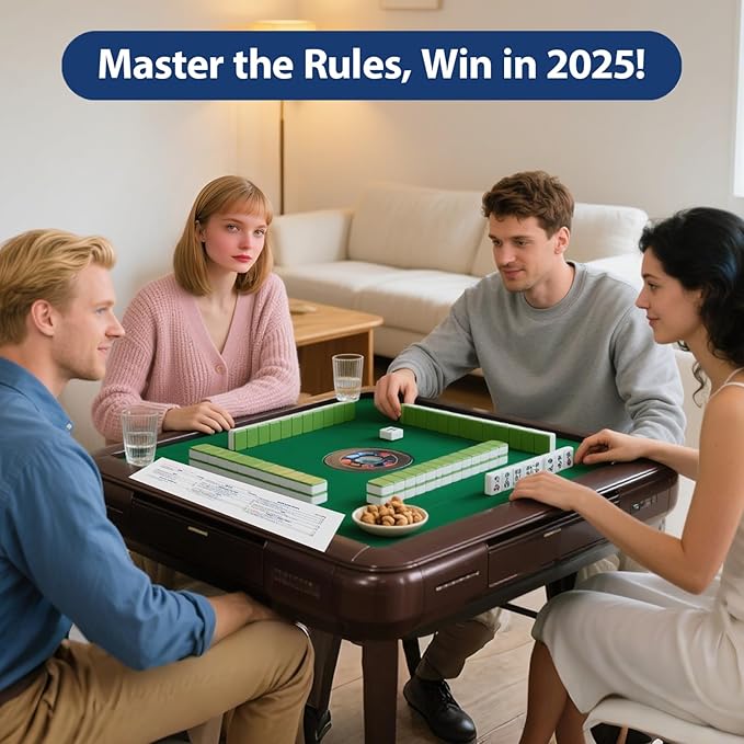 Mahjong Cards 2025, 4 PCS Mah Jongg Card - Large Print - Easy to Read Rule Cards for Mah Jongg, Suitable for Mahjong Beginners