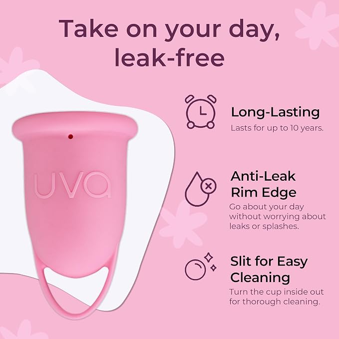 UVA Reusable Menstrual Cup Kit - Size 0 for Light Flow - 10-Year Durable & Leak-Proof Silicone - Small Menstrual Cup, Sterilizer & Traveling Bag Period Cup Set