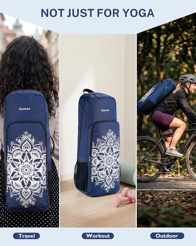 Gonex Yoga Mat Bag, 2 Carry Ways Yoga Backpack with Wet Compartment Metal Zippers for Women Men, Large Capacity Yoga Mat Carrier for Yoga, Gym, Travel