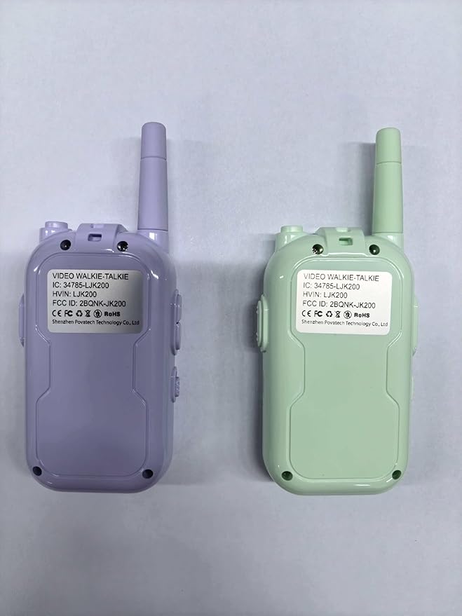 LEENK Video Walkie Talkies for Kids 2 Pack โ Rechargeable Video Intercom Handheld, Indoor & Outdoor Range, Easy Use for Ages 3-12, Eco ABS, Clear Voice & Long Distance Communication (Green & Purple)