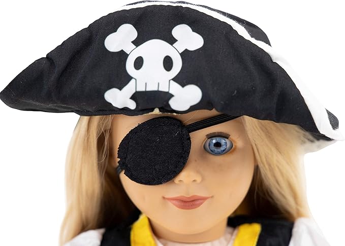 Playtime by Eimmie 18 Inch Pirate Doll Clothes & Accessories – Pirate Costume with Hat, Boots & Leggings – Fits American Girl, Our Generation & Other 18” Dolls for Girls