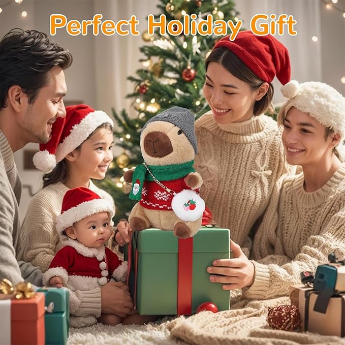Capybara Plush with 10 Pcs Clothes & Accessories,Christmas Stuffed Animals, 10.2 in Cute Capybara Plush Toys,Birthday Gifts&Dress Up Cute Plushies for Boys/Girls (Daily)