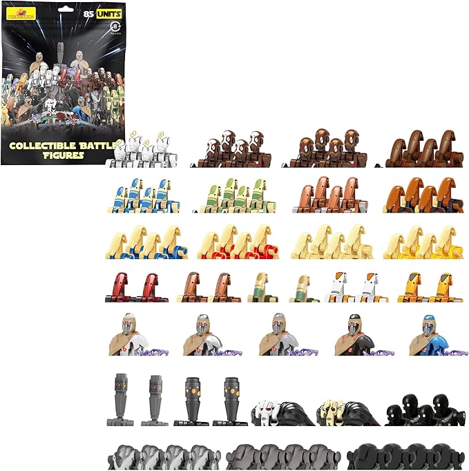 85-Piece Pack Battle Soldiers, Unique Army Action Figures and Robot Soldiers with Weapons & Accessories, Army Building Block Troops, Elite Commanders & Fighters, Compatible Toy Set for Kids Boys Girls