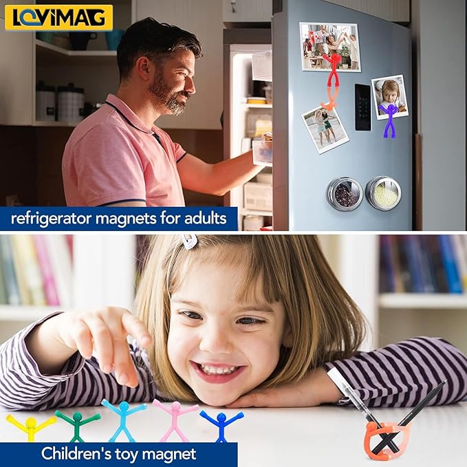 LOVIMAG 20Pcs Fridge Magnets Men, Cute Refrigerator Magnet Man, Fun Magnetic Toys Humanoid Magnet Toys for Man, Colorful Magnetic People Magnets Adults for Locker