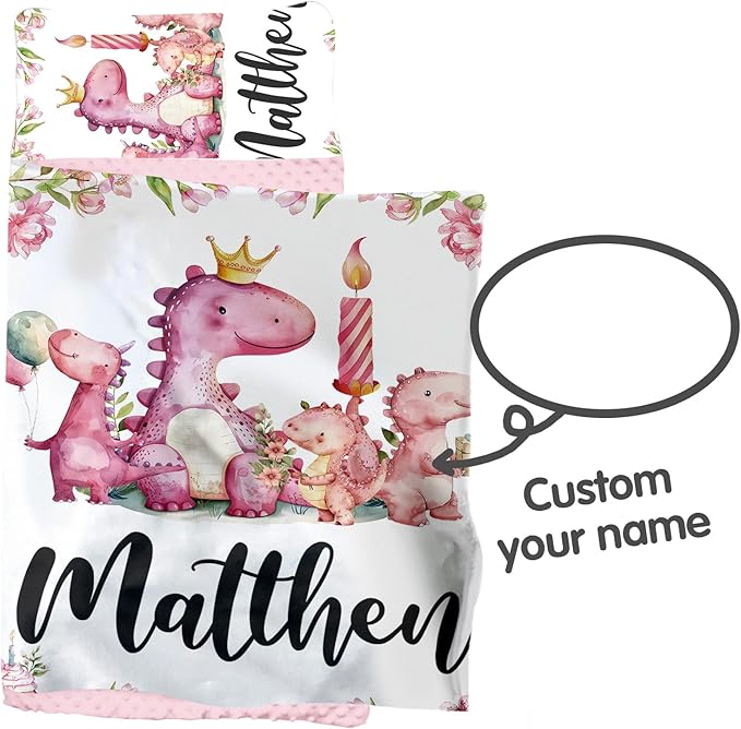 Personalized Toddler Nap Mat for Girls โ Custom Name Kids Nap Mat โ Daycare Sleeping Mats with Removable Pillow and Soft Minky Dot Blanket for Preschool, Travel, Kindergarten