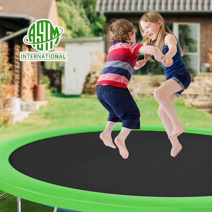 Lyromix 12-14FT Trampoline With Slide, Swings, Basketball Hoop and Ladder - ASTM Approved Outdoor Backyard Recreational Equipment With Net, Capacity for 5-7 Kids and Adults