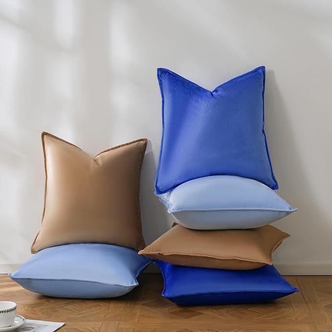JIAHANNHA Velvet Khaki Throw Pillow Covers 16”x16”Pack of 2 Soft Decorative | Square Cushion Covers for Couch Sofa Bed Livingroom Car Home Decor,40x40Cm