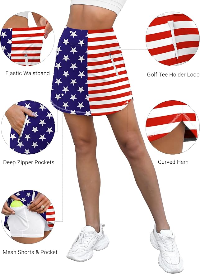 LouKeith Golf Skirts for Women Tennis Skirt with Zipper Pockets High Waisted Running Casual Athletic Skorts Built-in Shorts