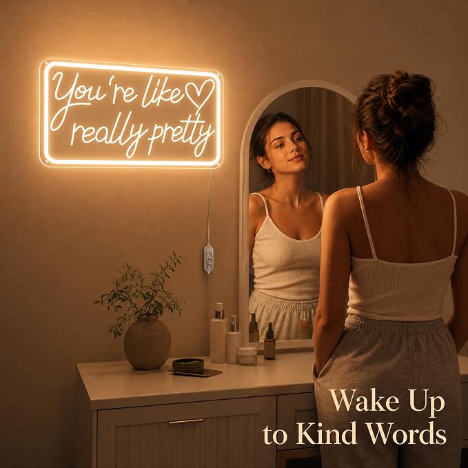 You'Re Like Really Pretty Neon Sign, Warm White Led Neon Signs for Wall Decor,You'Re Like Really Pretty Led Light Sign for Girls Room Vanity Bedroom Offices Decor Boutique Really Her Signs