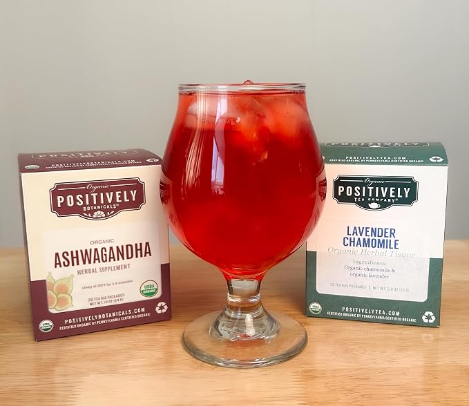 Organic Positively Tea Company, Lavender Chamomile, Herbal Tea Bags, 20 Count