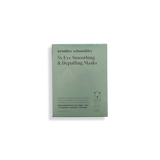 Wrinkles Schminkles Eye Smoothing & Depuffing Masks - Collagen Depuffing Mask for Smooth Wrinkles, Reduce Puffy Under Eyes, & Hydrate Dark Circles - 100% Biodegradable (5 Pairs)