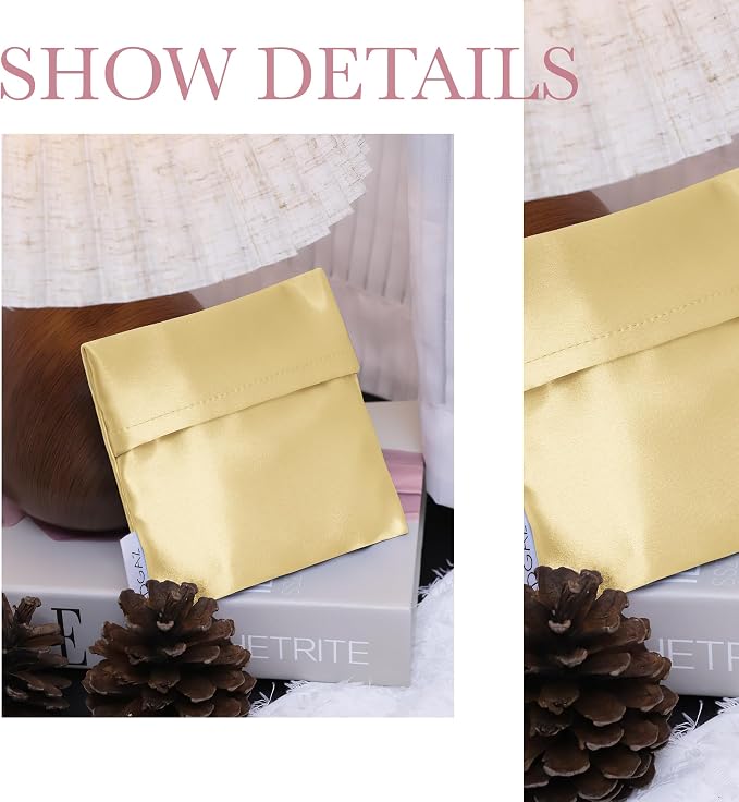DGAZ Silk Sanitary Napkin Storage Bag, Period Bags for Teen Aged Girls, Portable for Panty Liners/Menstrual Cup/Small Tampons,Mini Makeup Bags for Purse(Mimosa)