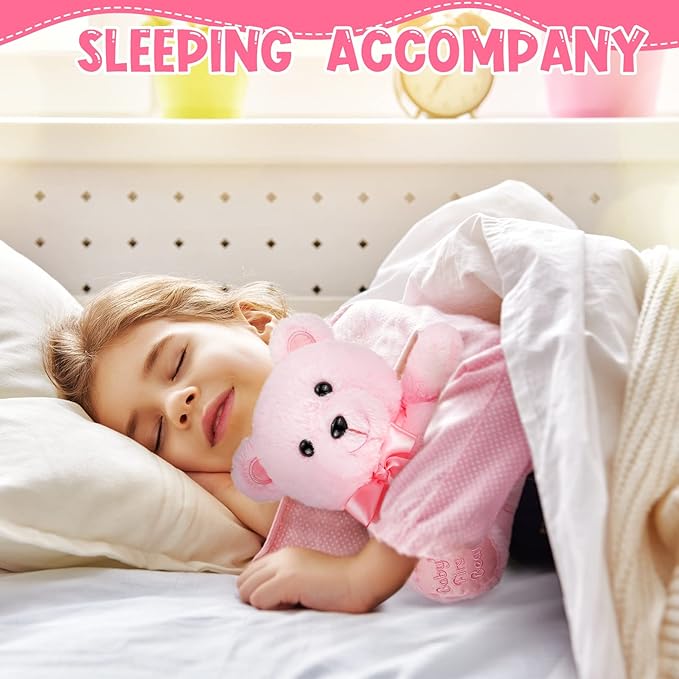 Chalyna 10 Inch Bear Animal Gift First Bear Baby Shower Plush Toy Stuffed for Shower Wedding Birthday Christmas Favor(Pink)