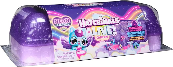 Hatchimals Alive, Neon Rainbow Egg Carton Toy with 5 Mini Figures in Color Reveal Eggs & 11 Accessories, Kids Toys for Girls & Boys Ages 3 and up